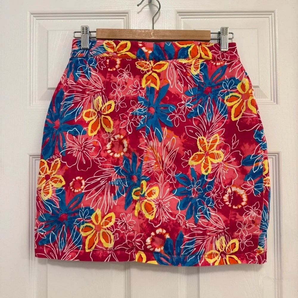 Like New Vintage Bill Blass Tropical Floral Print Stretch Skort